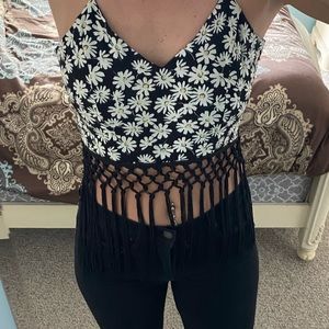 LF Tops - LF Fringe Flower Crop Top LF Tops - LF Fringe Flower Crop Top